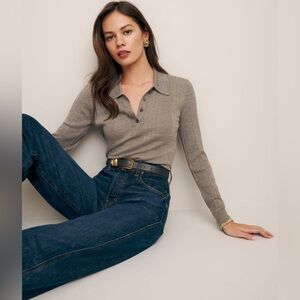 Hermia Regenerative Merino Polo in Oatmeal